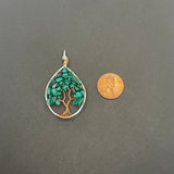 Malachite Tree of Life Pendant (Small Tree) ~ Silver/Copper