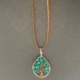 Malachite Tree of Life Pendant (Small Tree) ~ Silver/Copper