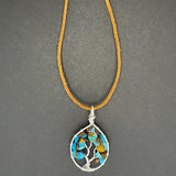 Tiger's Eye and Turquoise Tree of Life Pendant (Small Tree) ~ Silver
