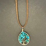 Turquoise Tree of Life Pendant (Small Tree) ~ Gold