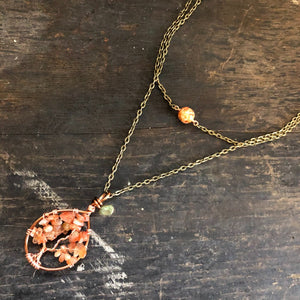 Sunstone Tree of Life Layer Necklace ~ Copper
