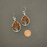 Amber Tree of Life Earrings ~ Silver