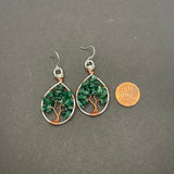 Aventurine Tree of Life Earrings ~ Silver/Copper