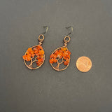 Carnelian Tree of Life Earrings ~ Copper