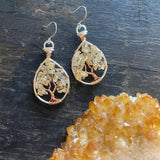 Citrine Tree of Life Earrings ~ Silver/Copper