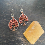 Goldstone Tree of Life Earrings ~ Silver/Copper