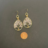 Rose Quartz Tree of Life Earrings ~ Gold