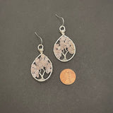 Rose Quartz Tree of Life Earrings ~ Silver