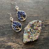 Sodalite Tree of Life Earrings ~ Silver/Gold