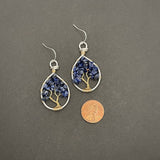 Sodalite Tree of Life Earrings ~ Silver/Gold