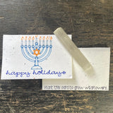 "happy holidays" Menorah Handmade Seed Paper Card