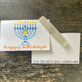 "happy holidays" Menorah Handmade Seed Paper Card